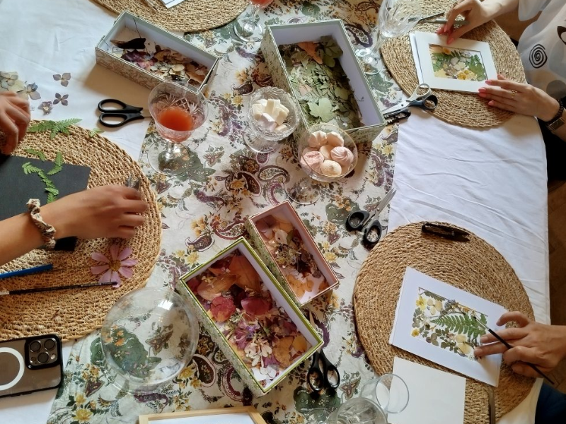 Atelier herbier sur verre