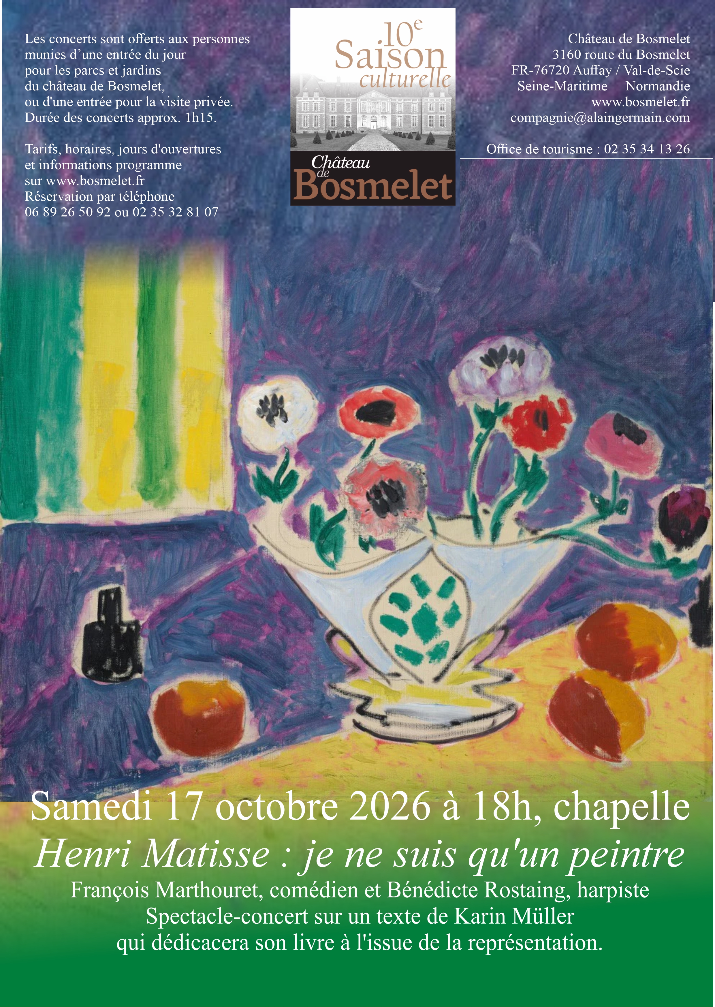 Spectacle-concert au Bosmelet "Henri Matisse : je ne suis qu'un peintre" 